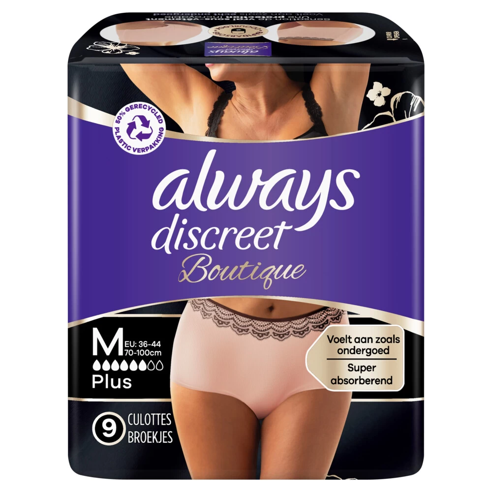 Always® Always Discreet Broekjes Voor Urineverlies Boutique Beige Plus Maat M 4 Always® Always Discreet Broekjes Voor Urineverlies Boutique Beige Plus Maat M - Afbeelding 2
