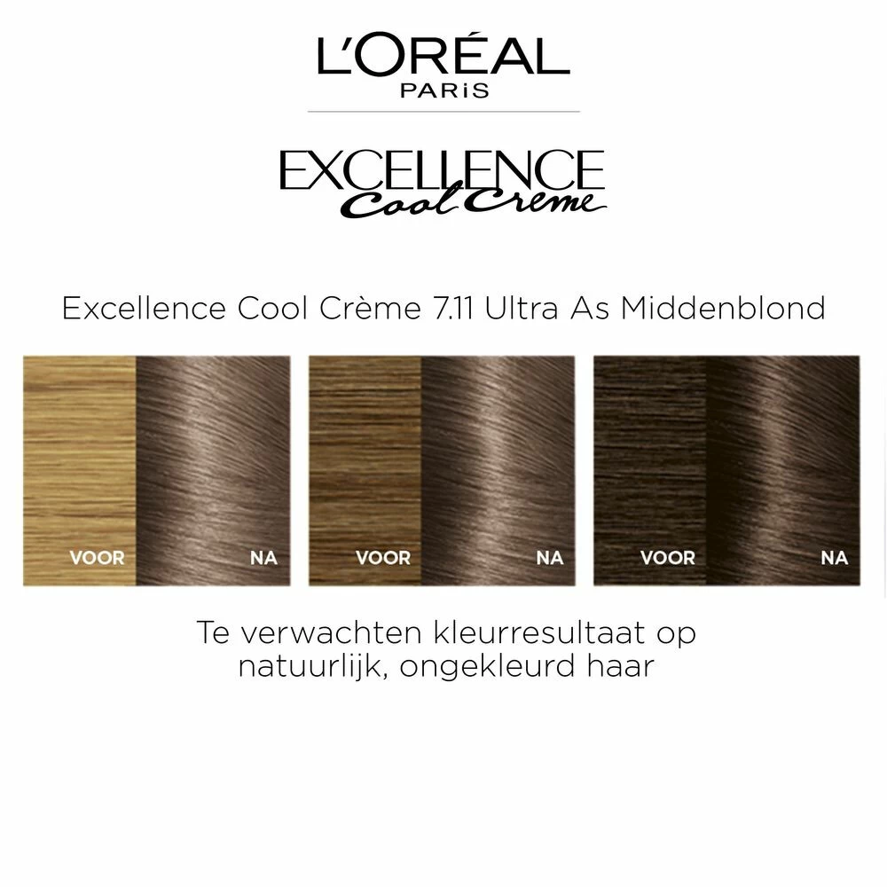 L'Oreal Lu0027Oréal Excellence Cool Cream 7.11 - Ultra Ash Blond 6 L'Oreal Lu0027Oréal Excellence Cool Cream 7.11 - Ultra Ash Blond - Afbeelding 4