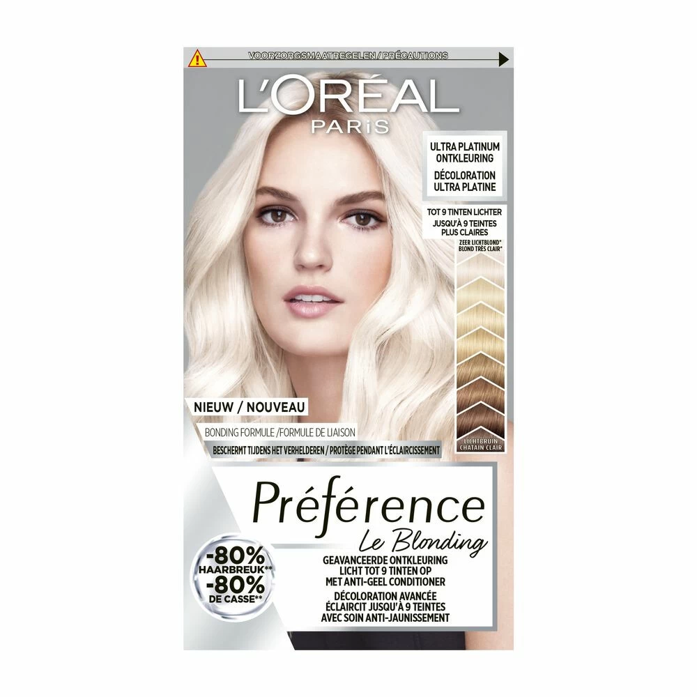 L'Oreal Lu0027Oréal Preference Haarkleuring Ultra Platinum - Platinum Blond - Ontkleuring 3 L'Oreal Lu0027Oréal Preference Haarkleuring Ultra Platinum - Platinum Blond - Ontkleuring