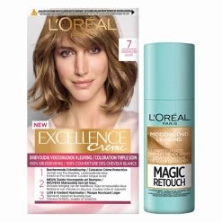 L'Oreal Lu0027Oréal Excellence Creme Haarverf 7 Middenblond + Magic Retouch Uitgroeispray Middenblond 75 M Pakket