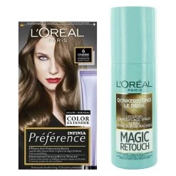 L'Oreal Lu0027Oréal Preference Haarkleuring 06 Ombrie - Donkerblond + Magic Retouch Uitgroeispray Donkerblond 75 Ml Pakket