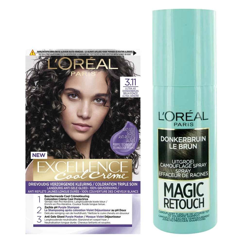 L'Oreal Lu0027Oréal Cool Cream - Donkerbruin + Uitgroeispray Pakket 3 L'Oreal Lu0027Oréal Cool Cream - Donkerbruin + Uitgroeispray Pakket