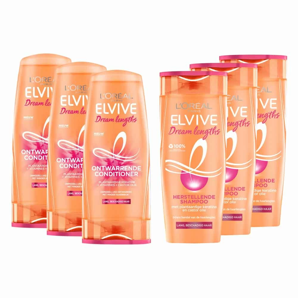 L'Oreal Lu0027Oréal Elvive Dream Lengths Shampoo En Conditioner Groot Pakket 3 L'Oreal Lu0027Oréal Elvive Dream Lengths Shampoo En Conditioner Groot Pakket