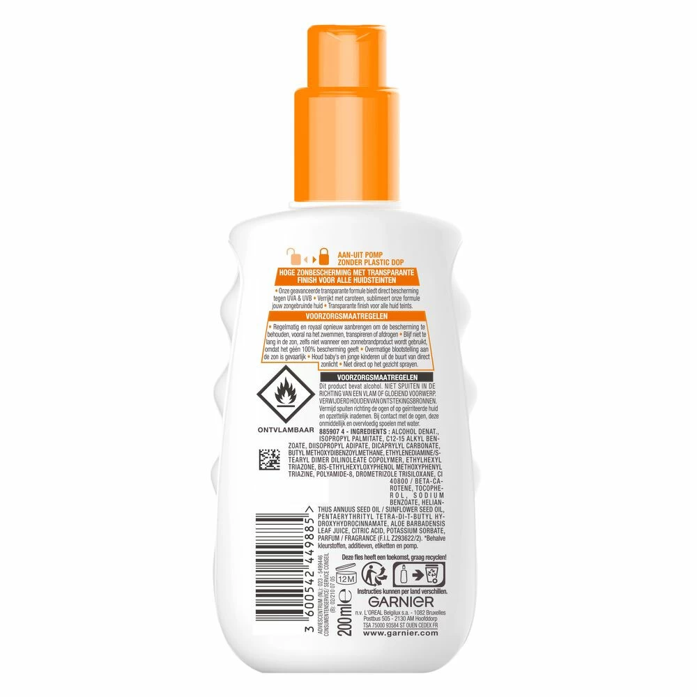 Garnier Ambre Solaire Invisible Protect Refresh Transparante Bronze Zonnebrandspray SPF 30 Vitamine E & Aloë Vera 4 Garnier Ambre Solaire Invisible Protect Refresh Transparante Bronze Zonnebrandspray SPF 30 Vitamine E & Aloë Vera - Afbeelding 2