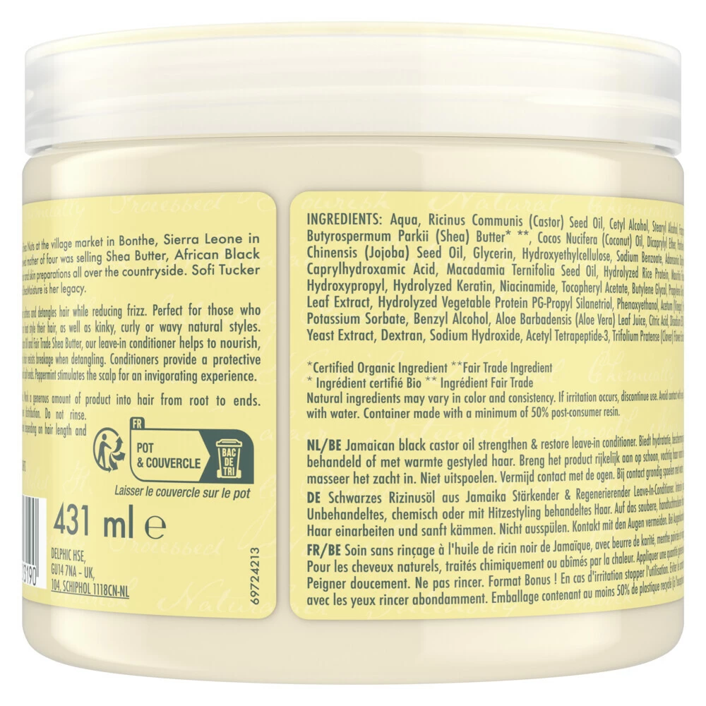 Shea Moisture Jamaican Black Strengthen & Restore Leave-In Conditioner 4 Shea Moisture Jamaican Black Strengthen & Restore Leave-In Conditioner - Afbeelding 2