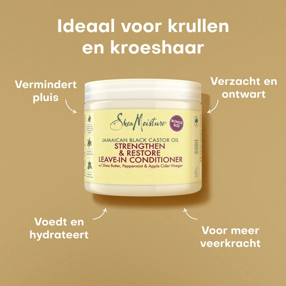 Shea Moisture Jamaican Black Strengthen & Restore Leave-In Conditioner 5 Shea Moisture Jamaican Black Strengthen & Restore Leave-In Conditioner - Afbeelding 3