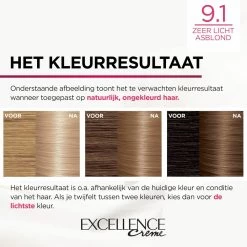 L'Oreal Lu0027Oréal Excellence Creme 9.1 Zeer Licht Asblond -Verzorgingsproducten Winkel 1055254 4