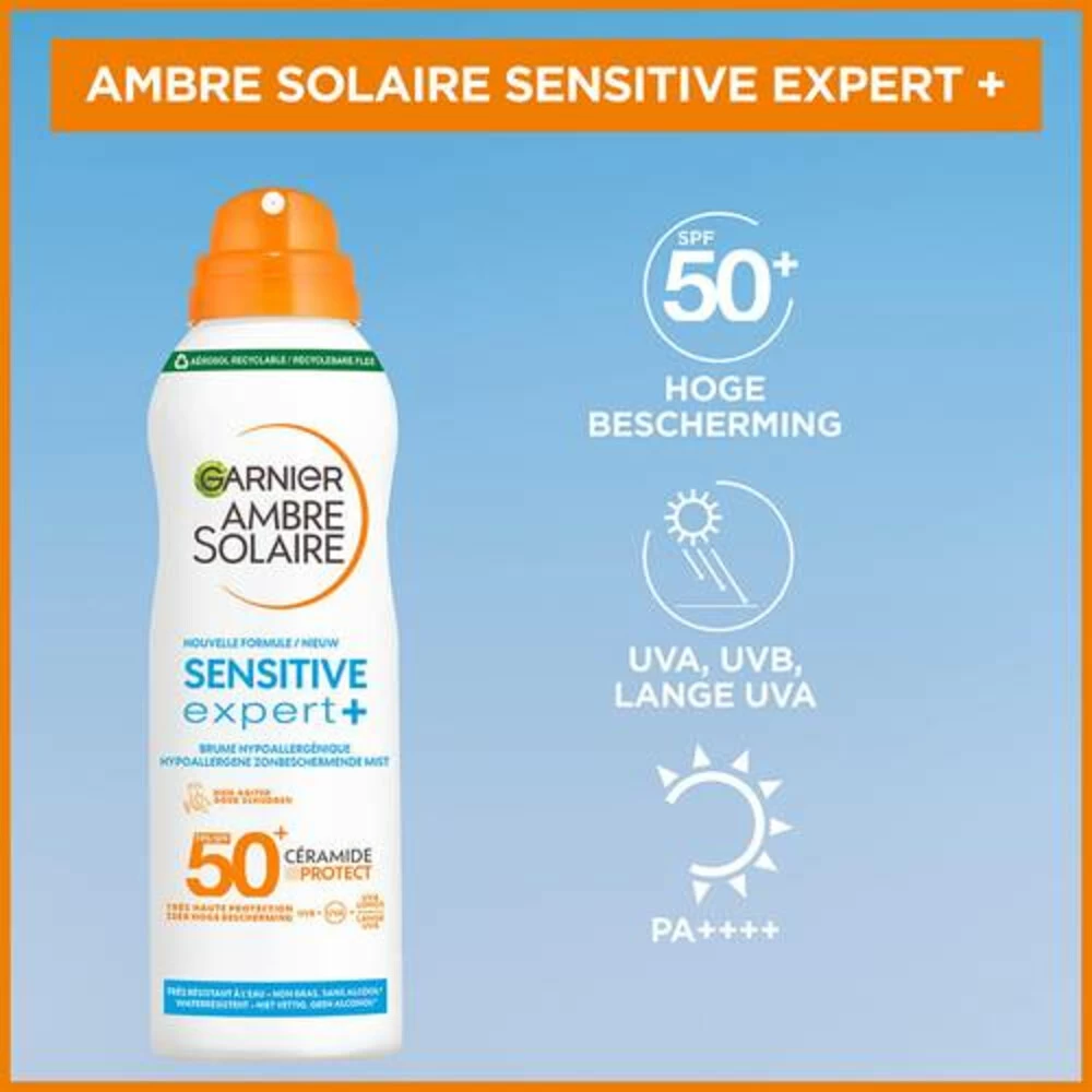 Garnier Ambre Solaire Sensitive Expert+ Beschermende Mist Spray SPF 50+ 5 Garnier Ambre Solaire Sensitive Expert+ Beschermende Mist Spray SPF 50+ - Afbeelding 3
