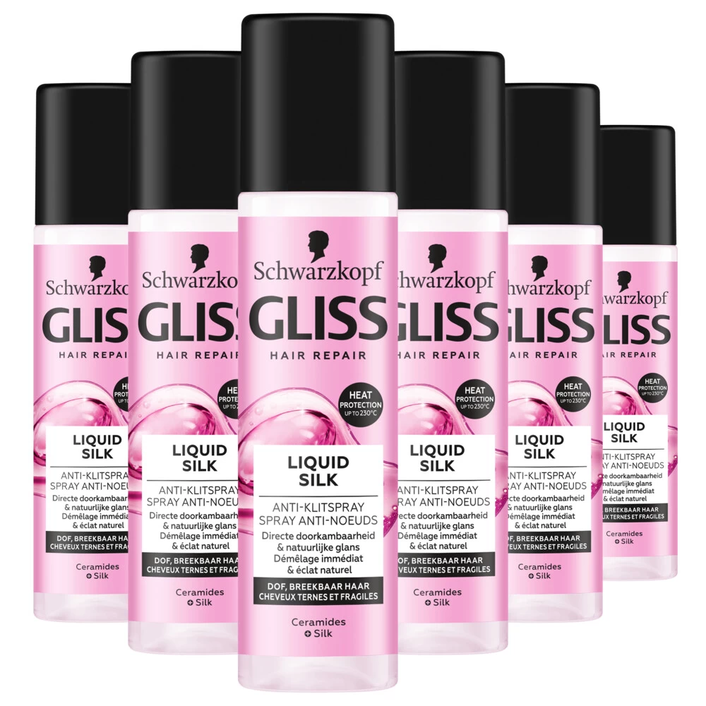 6x Gliss Anti-Klit Spray Liquid Silk 3 6x Gliss Anti-Klit Spray Liquid Silk