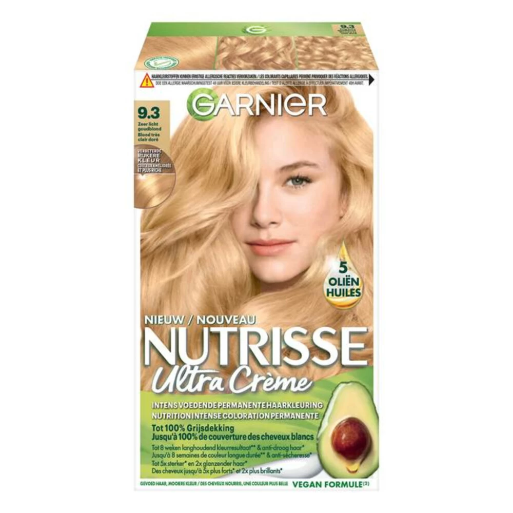Garnier Nutrisse Crème 93 - Zeer Licht Goudblond 3 Garnier Nutrisse Crème 93 - Zeer Licht Goudblond