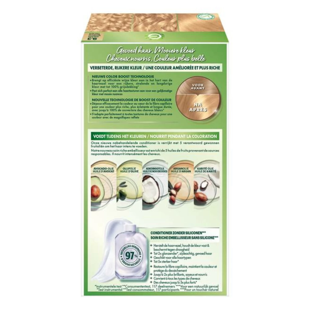 Garnier Nutrisse Crème 93 - Zeer Licht Goudblond 4 Garnier Nutrisse Crème 93 - Zeer Licht Goudblond - Afbeelding 2