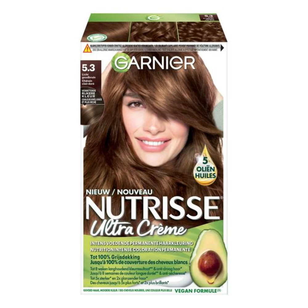 Garnier Nutrisse Creme Haarverf 53 - Licht Goudbruin 3 Garnier Nutrisse Creme Haarverf 53 - Licht Goudbruin