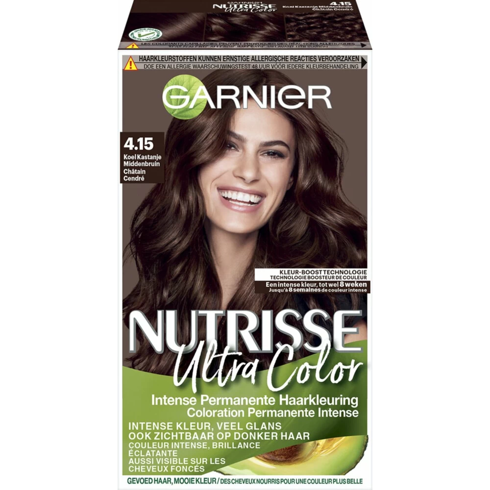 Garnier Nutrisse Ultra Color 4.15 - Koel Kastanje Bruin 3 Garnier Nutrisse Ultra Color 4.15 - Koel Kastanje Bruin