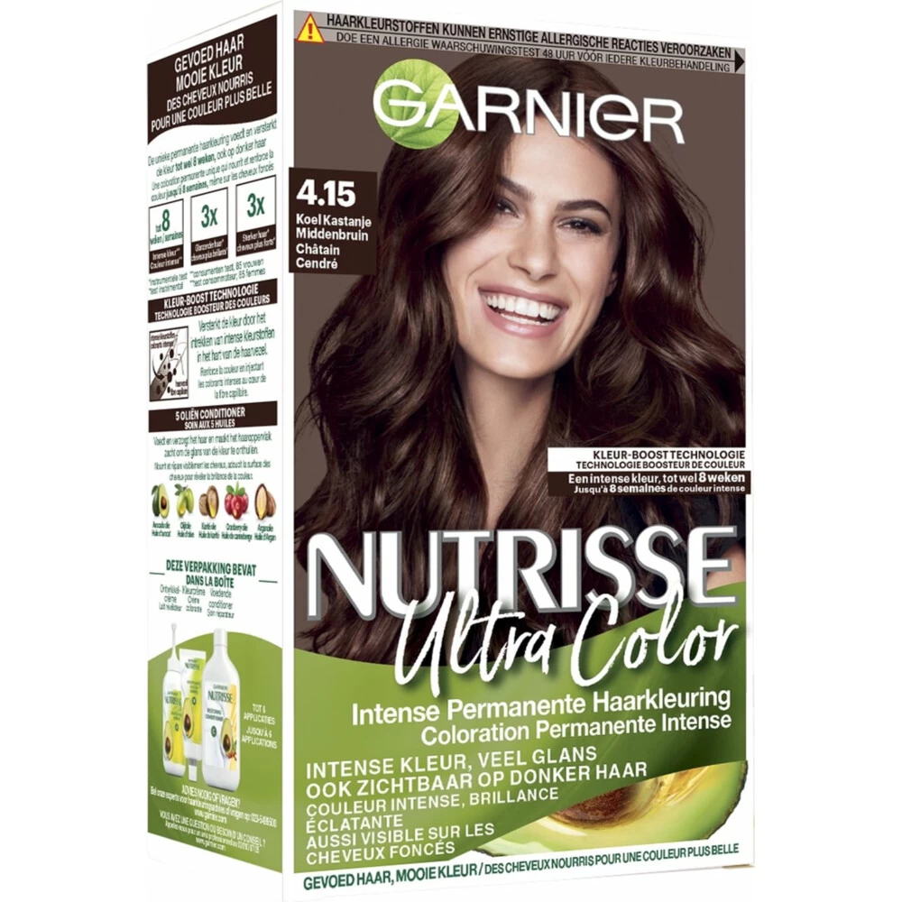 Garnier Nutrisse Ultra Color 4.15 - Koel Kastanje Bruin 4 Garnier Nutrisse Ultra Color 4.15 - Koel Kastanje Bruin - Afbeelding 2