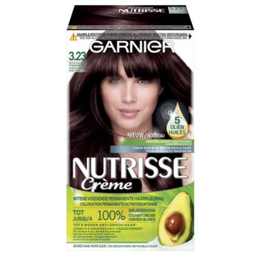 Garnier Nutrisse Crème 3.23 - Goud Violet Donker Bruin 3 Garnier Nutrisse Crème 3.23 - Goud Violet Donker Bruin