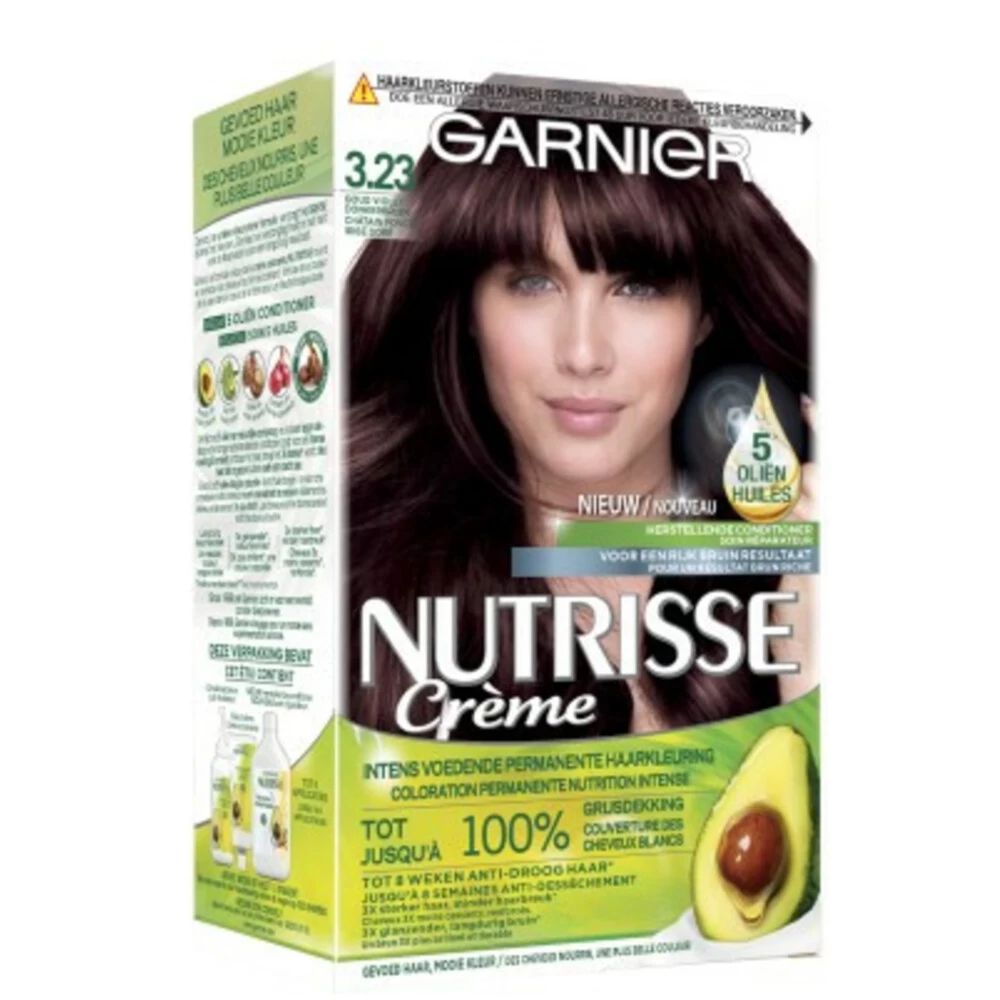 Garnier Nutrisse Crème 3.23 - Goud Violet Donker Bruin 4 Garnier Nutrisse Crème 3.23 - Goud Violet Donker Bruin - Afbeelding 2