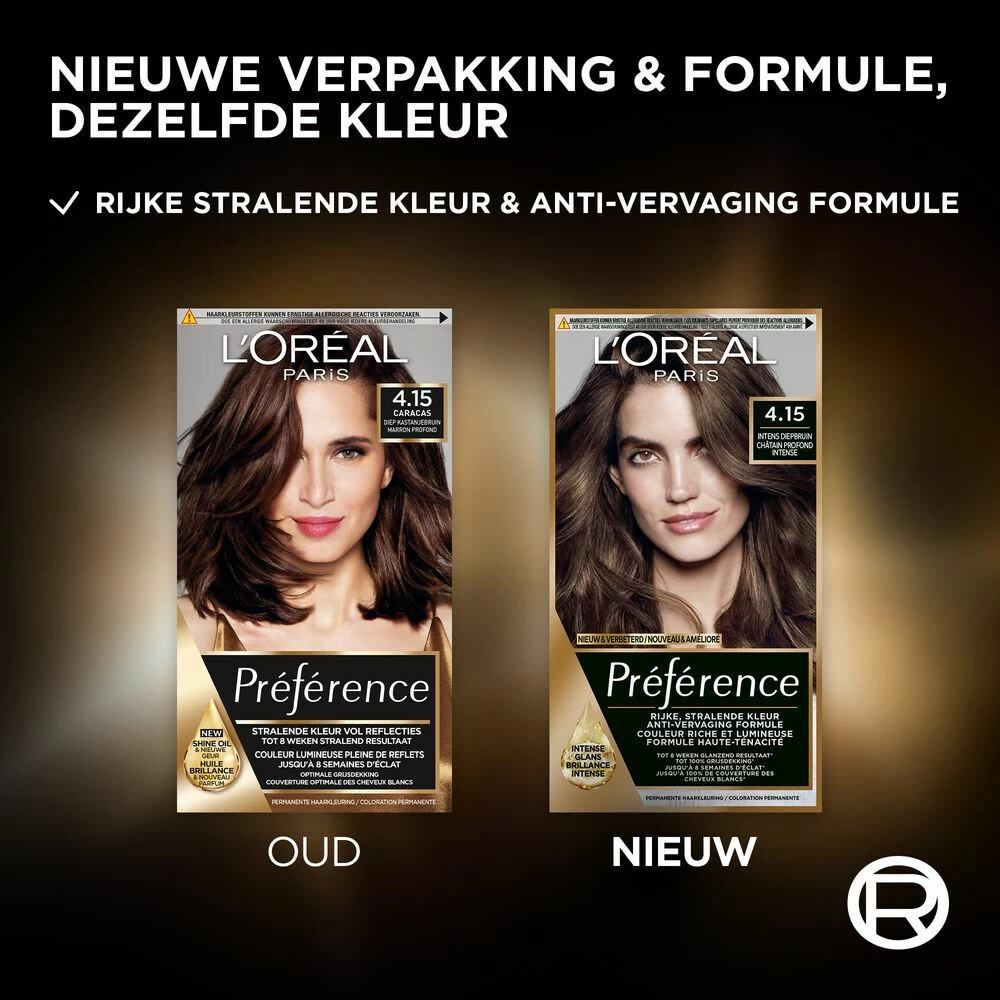 L'Oreal Lu0027Oréal Preference Haarkleuring 4.15 Caracas - Diep Kastanjebruin 4 L'Oreal Lu0027Oréal Preference Haarkleuring 4.15 Caracas - Diep Kastanjebruin - Afbeelding 2